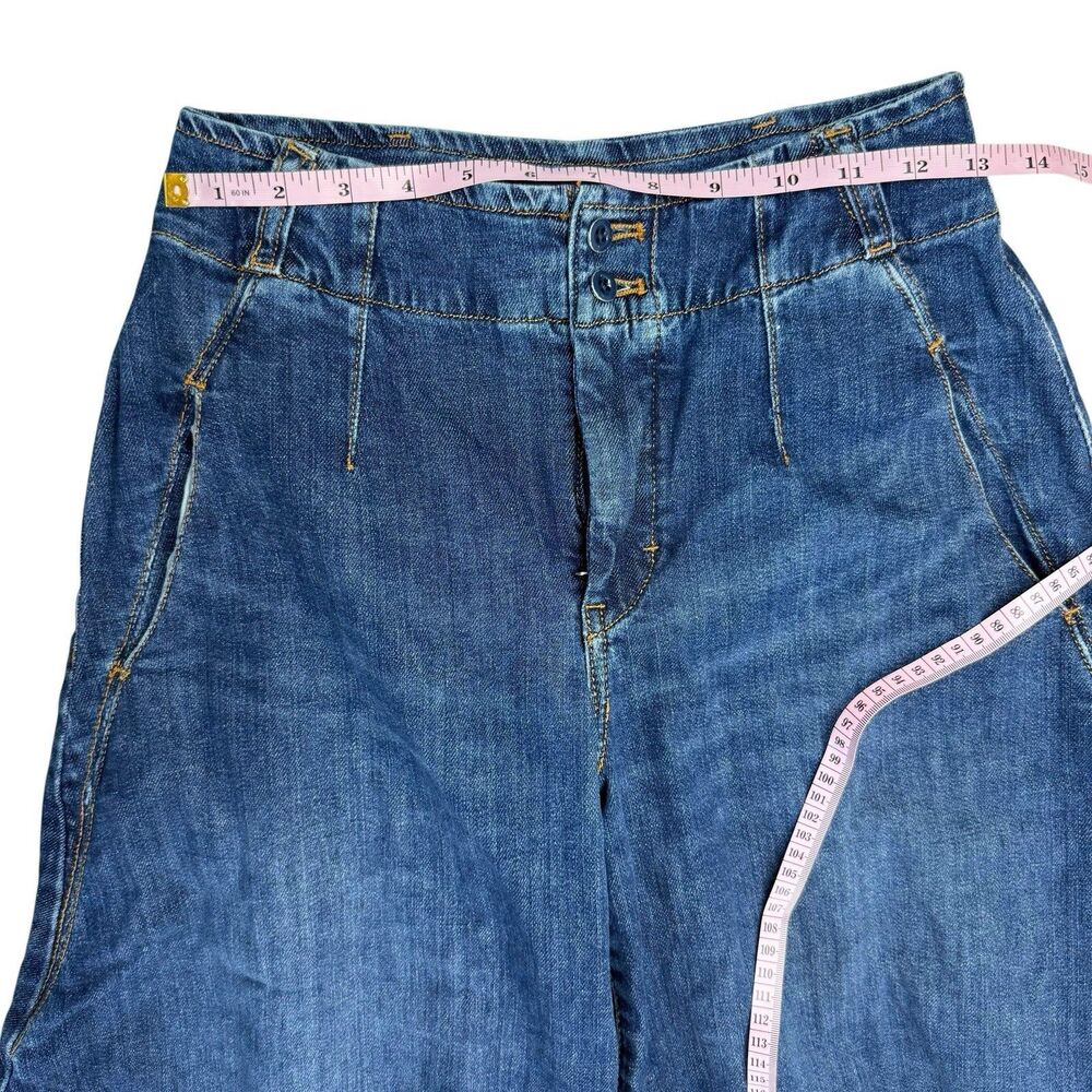 Pilcro Anthropologie Culotte Jeans Women 27 Wide Leg Crop Stretch Denim Boho - Picture 13 of 16